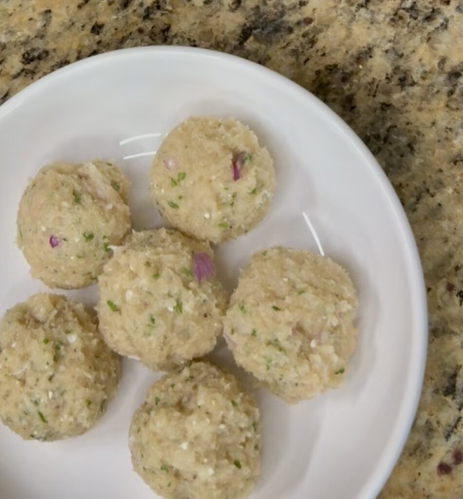 raw keto greek chicken meatballs ready to cook